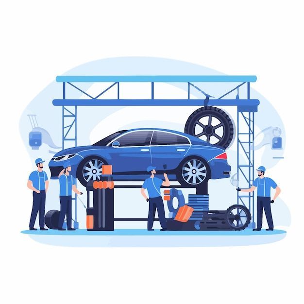 Auto workshop management illustration
